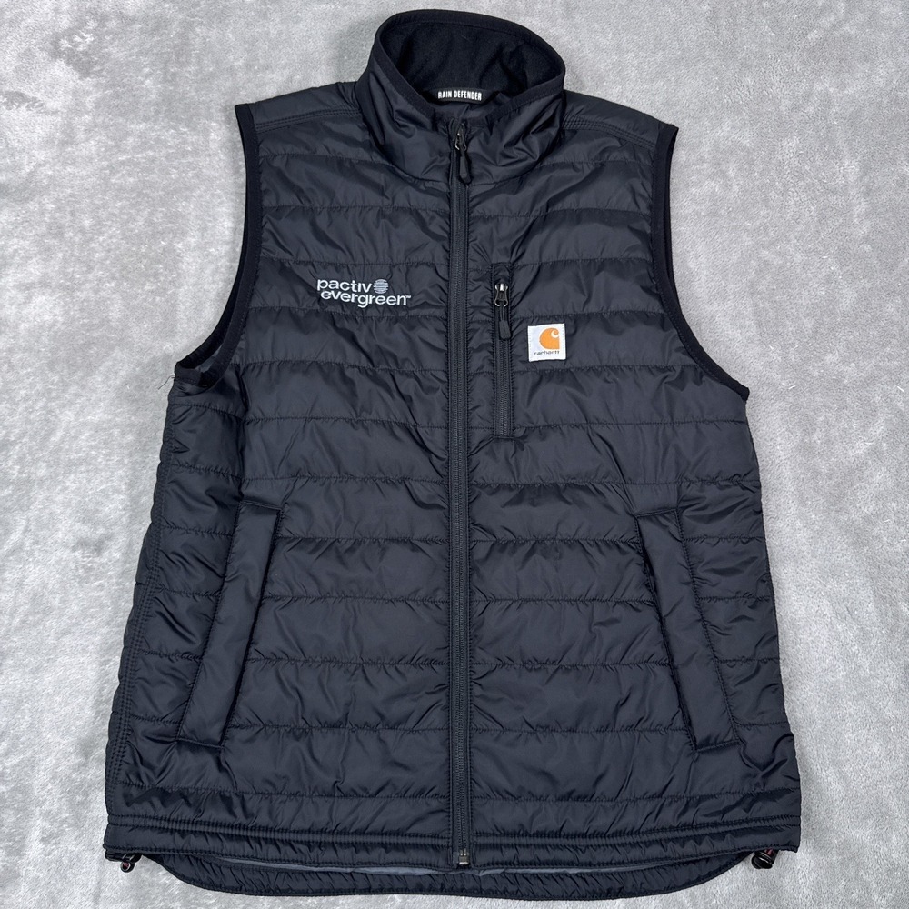 Carhartt Vest Mens Medium Black Gilliam Puffer Full Zip Workwear Rain Defender